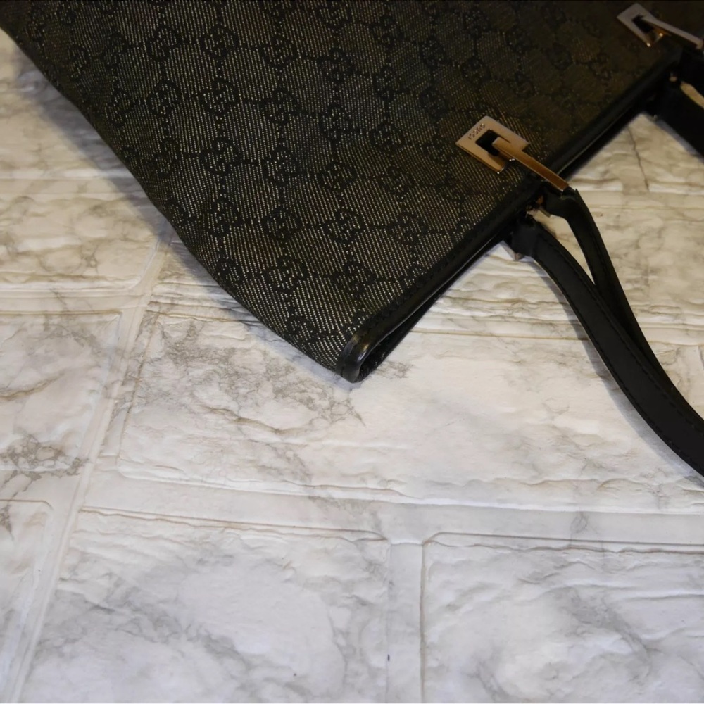 Gucci Black Denim Canvas GG Monogram Tote Bag - Picture 7 of 13